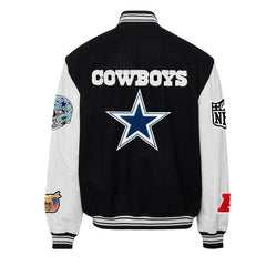 Jeff Hamilton Black Dallas Cowboys Wool Varsity Jacket
