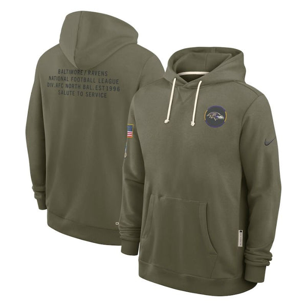 Baltimore Ravens Olive 2025 Salute to Service Sideline Hoodie