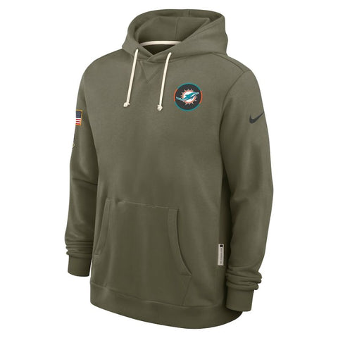 Miami Dolphins Olive 2025 Salute to Service Sideline Hoodie
