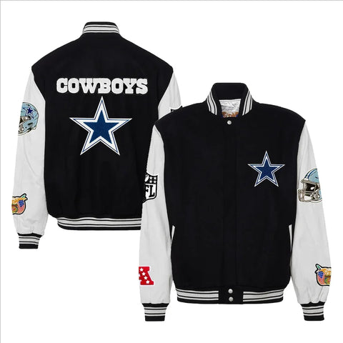 Jeff Hamilton Black Dallas Cowboys Wool Varsity Jacket