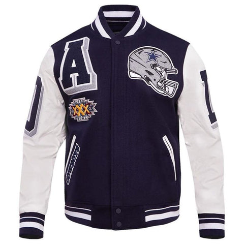 Handmade Dallas Cowboys Blue Wool Varsity Jacket