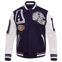 Handmade Dallas Cowboys Blue Wool Varsity Jacket