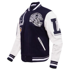 Handmade Dallas Cowboys Blue Wool Varsity Jacket