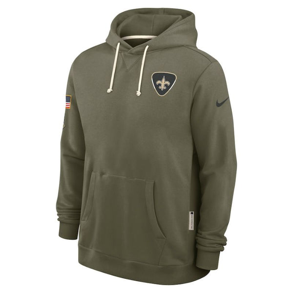 New Orleans Saints Olive 2025 Salute to Service Sideline Hoodie