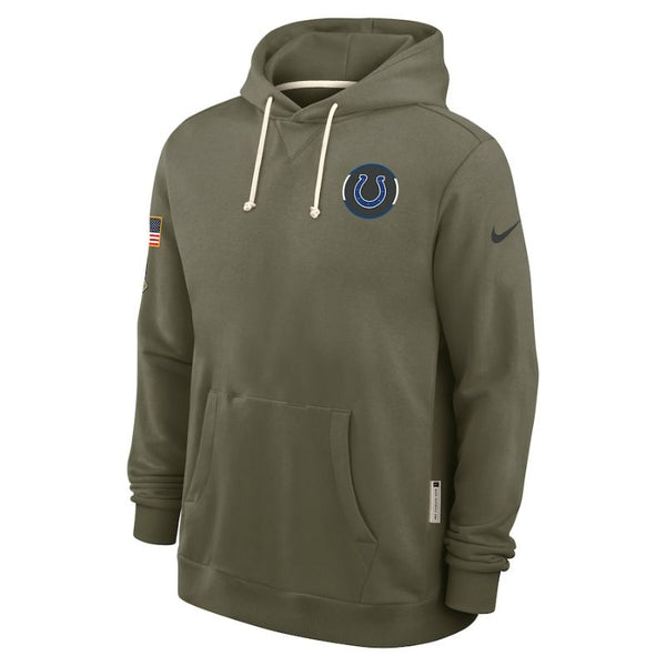 Indianapolis Colts Olive 2025 Salute to Service Sideline Hoodie