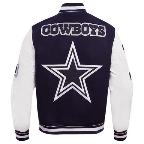 Handmade Dallas Cowboys Blue Wool Varsity Jacket