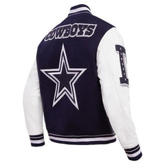 Handmade Dallas Cowboys Blue Wool Varsity Jacket