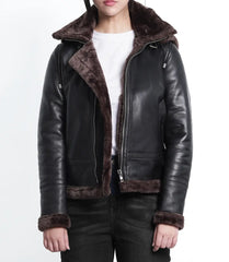 Women's Dark Brown B3 Bomber Shearling Leather Jacket