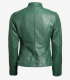 Women's Green Cafe Racer Leather Jacket