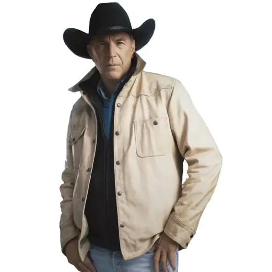 Yellowstone S05 John Dutton Cream Cotton Jacket Worn by Kevin Costner